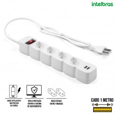 Extensão Elétrica 4 Tomadas + 2 USB 1m EPE 204 USB Intelbras - Branco